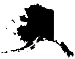 Black filled outline of the state of Alaska - Thrive @ Home Network