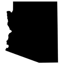 Black filled outline of the state of Arizona - Thrive @ Home Network