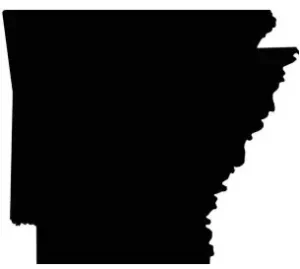 Black filled outline of the state of Arkansas - Thrive @ Home Network