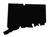 Black filled outline of the state of Connecticut - Thrive @ Home Network