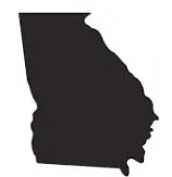 Black filled outline of the state of Georgia - Thrive @ Home Network