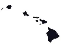 Black filled outline of the state of Hawaii - Thrive @ Home Network
