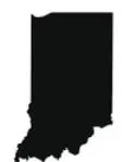 Black filled outline of the state of Indiana - Thrive @ Home Network