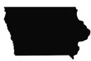 Black filled outline of the state of Iowa - Thrive @ Home Network