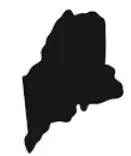 Black filled outline of the state of Maine - Thrive @ Home Network