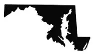Black filled outline of the state of Maryland - Thrive @ Home Network