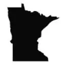 Black filled outline of the state of Minnesota - Thrive @ Home Network