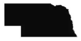 Black filled outline of the state of Nebraska - Thrive @ Home Network