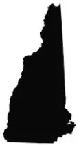 Black filled outline of the state of New Hampshire - Thrive @ Home Network