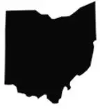 Black filled outline of the state of Ohio - Thrive @ Home Network