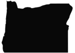Black filled outline of the state of Oregon - Thrive @ Home Network