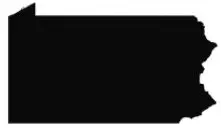 Black filled outline of the state of Pennsylvania - Thrive @ Home Network