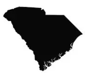 Black filled outline of the state of South Carolina - Thrive @ Home Network
