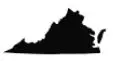 Black filled outline of the state of Virginia - Thrive @ Home Network