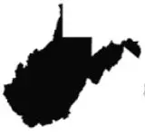 Black filled outline of the state of West Virginia - Thrive @ Home Network