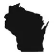 Black filled outline of the state of Wisconsin - Thrive @ Home Network